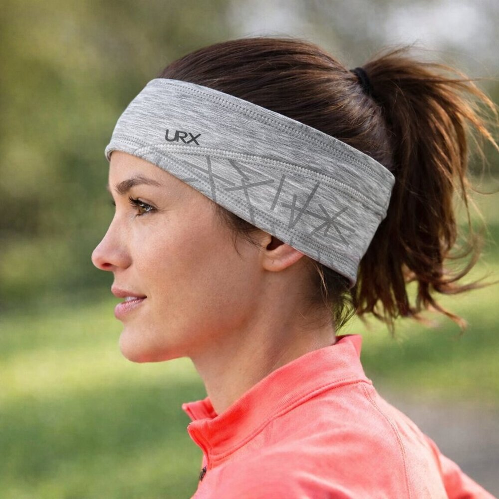 URX Reflective Running Headband Ear Cover Fleece Ear Warmer Silver Gray OS